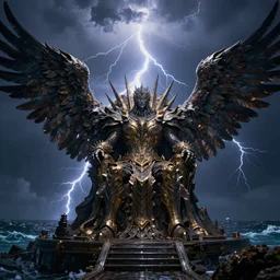 ocean throne towards camera,wide angel shot, concept art, legendary, dramatic lightning, trending on deviantart, movie still, award wining photograph