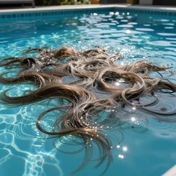 photo of swimming pool filled with hair