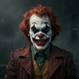 portrait of an angry clown by Greg Rutkowski, trending on Artstation, octane render, dark, moody, foggy