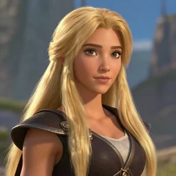 roman lady, long blond hair, tanned, beautiful, stunning, detailled, by luis royo, by pixar, by myazaki, final fantasy, fantasy, medieval