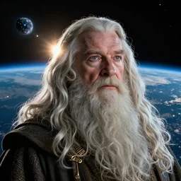 Gandalf's face on a meteor crashing into Earth
