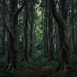 artwork by john howe of a forest of grim catalpas