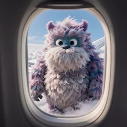 photo from airplane window of giant fluffy monster, ultra detailed, 4 k