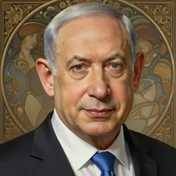 beautiful ybenjamin netanyahu, closeup, d & d, fantasy, intricate, elegant, highly detailed, digital painting, artstation, concept art, matte, sharp focus, illustration, art by artgerm and greg rutkowski and alphonse mucha