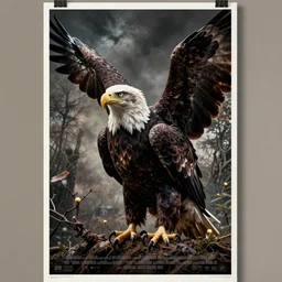 mechanical bald eagle psychological horror vintage movie poster