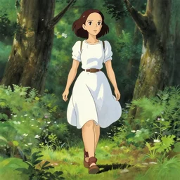 anime drawing of beautiful young natalie portman walking in the forest, trending on pixiv fanbox, painted by greg rutkowski makoto shinkai takashi takeuchi studio ghibli, akihiko yoshida