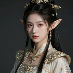 portrait of a beautiful young Elf, hyperrealistic digital art, dramatic lighting, extremely detailed, sharp focus, intricate ornamentation, Ruan Jia