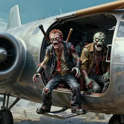 heavy metal 8 0 s cartoon zombies inside a world war 2 bomber aircraft plane, intense details and hyperviolence hyperrealism photo - realistic by victo ngai and moebius 8 k