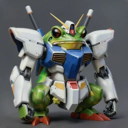 realistic portrait beautiful painting of frog gundam, fine art, sinister, trending on artstation, smooth draw, sharp focus, digital art, bright colors, fine draw, perfect lighting, high render, high resolution, hot toys