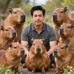 hispanic man surrounded by chiahuahua's photograph 31mm f1.6