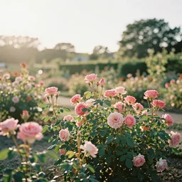 rose garden in the morning sun, peaceful, award winning by henrietta rae