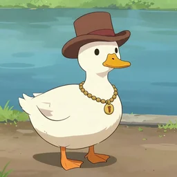 a gangster duck wearing a necklace