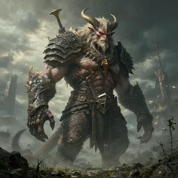 highly detailed elden ring portrait photo of a huge humanoid demonic mumakil in in scenic dystopian environment, dramatic light, hyperrealistic illustration by william didier - pouget