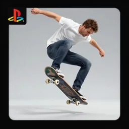 michael portillo kick flips a skateboard, playstation 2 video game screenshot