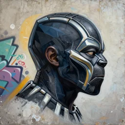 Black Panther profile picture by Sachin Teng, asymmetrical, Organic Painting , Matte Painting, geometric shapes, hard edges, graffiti, street art:2 by Sachin Teng:4