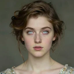 portrait of a beautiful young lady with silver eyes by Mackintosh
