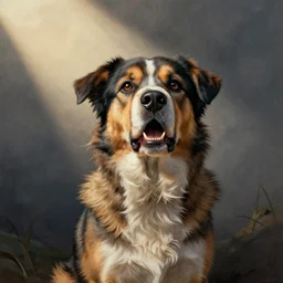 a drawing of a surprised dog