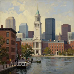 city of boston, painted by hieronymus bosch, digital painting, 4 k