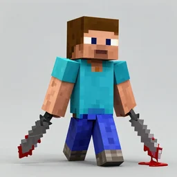 minecraft steve, holding a minecraft sword dripping blood, digital art, detailed, octane, unreal engine 5