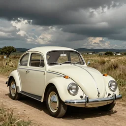 Volkswagen Beetle car in the style of a 50s by Frank Hampson and mcbess, 1950s