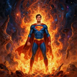 bill burr in a superhero costume surrounded by a raging firestorm, cosmic horror painting, elegant intricate digital painting artstation concept art by mark brooks and brad kunkle detailed