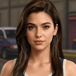 high quality high detail girl in the style of gta 5 cover art, photorealistic lighting