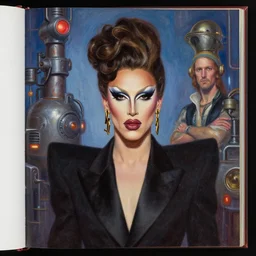portrait of a drag queen dressed in clothes by saint laurent head shoot fashion photobook, art by alex heywood and rembrandt, albert lynch, fantasy art, reimagined by industrial light and magic, oil on canvas, hd