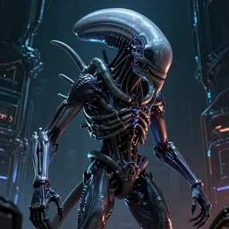 horrifying cinematic neon acid biomechanical xenomorph poster, hybrid from doom and art direction by h r giger ; by artgerm ; wayne reynolds art station ; cinematic quality character render ; low angle ; ultra high quality model ; production quality cinema model ;