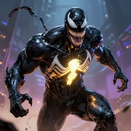 venom as the flash, dynamic lighting, fantasy concept art, trending on art station, stunning visuals, creative, cinematic, ultra detailed, comic strip style