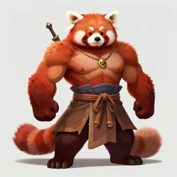 anthropomorphic muscled red panda mage, Artstation