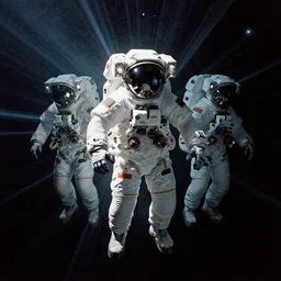 astronauts in futuristic dark and empty void underwater - complex and hyperdetailed technical suit. mandelbulb fractal. reflection and dispersion materials. rays and dispersion of light. volumetric light. 5 0 mm, f / 3 2. noise film photo. flash photography. ultra realistic, wide angle, octane render. highly detailed poster by wayne barlowe, hajime sorayama aaron horkey, craig mullins, beeple crap