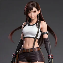 high quality of art of tifa lockhart wearing the clothes of aerith gainsborough