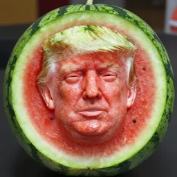 watermelon carving of donald trump's face