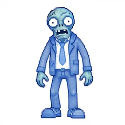 a zombie, blueprint, pixel art, full body, centered, very detailed, hi res, white background