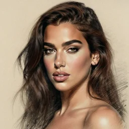 a beautifully painted portrait of dua lipa in rough charcoal sketch