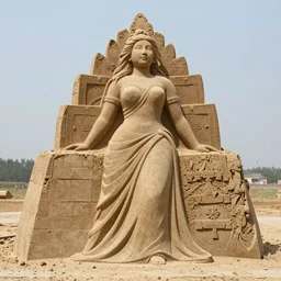 a sand sculpture of an elegant lady