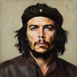 portrait of tom brady as che guevara, oil on canvas by shepard fairey