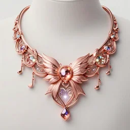 a beautiful detailed necklace made of rose gold glowing in sparkles with heavenly notes, highly detailed sailor moon aesthetic, fantasy, intricate, elegant, highly detailed, digital painting, artstation, concept art, matte, sharp focus, illustration, Artgerm and Greg Rutkowski and Alphonse Mucha
