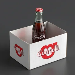 a cornell box with a coke bottle inside, high detail render with caustics