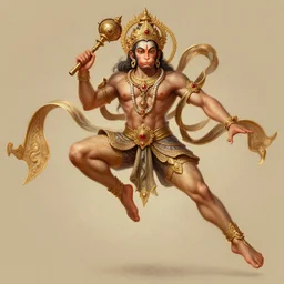 horizontally oriented award winning full body portrait of a beautiful ornated hanuman god, horizontally leaping!!!, completely!!! stretched!!! intricate, elegant, highly detailed, digital painting, artstation, concept art, smooth, sharp focus, digital illustration, art by krenz cushart and artem demura and alphonse mucha