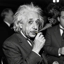 a 1930s photograph of Albert Einstein smoking weed at a party