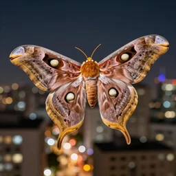 giant moth attacking a city
