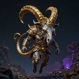 Hyper realistic portrait of Cernunnos floating in the dark night, gold dripping in spiral, Mistic ambient, colorful ambient light, ultra super good realistic 3D render by Pete Morbacher and Emil Melmoth, insanely detailed, trending on artstation, sharp focus