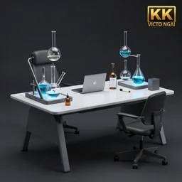 chemical, the office table by victo ngai and ruan jia and greg rutkowski, trending on artstation, unreal engine, 4 k hd wallpaper