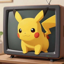 Portrait Phtography of Pikachu Crawling out of a Television