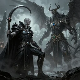 morpheous, king of dreams and nightmares fighting morgoth, the fallen istari, trending on artstation, digital art, dark fantasy