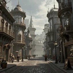 steampunk city streets by ilya repin, octane render, trending on artstation