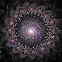 mandelbrot set fractal spiral spiderweb mixed with jwst phantom galaxy, high quality image