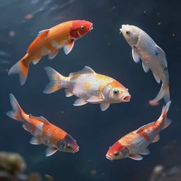 koi fish floating in space, realistic detailed digital art by maxwell boas, jessica rossier, christian dimitrov, anton fadeev, trending on artstation, cgsociety, rendered in unreal engine, soft colors, 4 k, hq