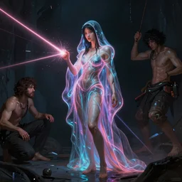 awe-inspiring award-winning concept art painting of attractive asian female biomorphic anglerfish in neon shrouds as the goddess of lasers, sparks, by Michael Whelan, William Adolphe Bouguereau, John Williams Waterhouse, and Donato Giancola, cyberpunk, extremely moody lighting, glowing light and shadow, atmospheric, shadowy, cinematic, 8K,